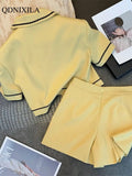 Yipinpay Women's Summer Shorts Sets Luxury Korean Hight Waist New In Matching Sets Chic and Elegant Casual Top Shorts Two-piece Set
