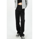 yipinpay Baggy Black Women's Jeans Straight Loose High Waist Trousers Streetwear Classic Casual Fashion Mom Denim Wide Leg Pants