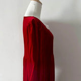 Yipinpay Hepburn Red Velvet Long Dress Spring/Autumn New Square Neck Long Sleeve Waist Slim Red Antique Vintage Dress for Women