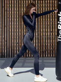 Yipinpay Autumn Line Striped Purple Jumpsuit Women 2023 Zipper Long Sleeve Crew Neck Female Playsuit Street Office Kadin Tulum