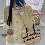 Yipinpay Sweater Women's Sweet Lace Splice Knitwear Coat Korean Academy Style Small Fresh Super Immortal Sweater Cardigan