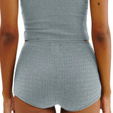 Yipinpay Women Floral Hollowed Print Two Pieces Outfit Y2K Sleeveless Cami Cropped Tank Tops High Waist Shorts Pajamas Set