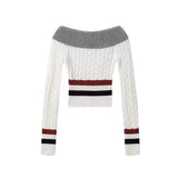 Yipinpay Sexy Hot Girl Suit Women's Autumn Hair Off Shoulde Twists Knittied Pullover High Waist Mini Skirt Fashion Two-piece Set