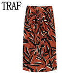 Yipinpay Print Pareo Wrap Skirt Woman High Waist Long Skirts For Women Fashion 2023 Beach Midi Skirt With Slit Women's Summer Skirts