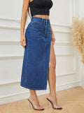 Yipinpay New Arrival Women's Irregular Slit Denim Skirt Fashion Loose Sexy Mid-Length Jeans Skirt Casual Ladies Clothing XS-L