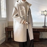 Yipinpay Men Coats Women Solid Hooded Long Jacket with Cowhorn 2023 New Korean Casual Loose Coat Fashion Male Clothing for Unisex