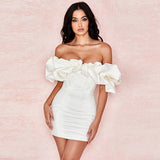 Yipinpay Satin Elegant Sexy Party Summer Dress Women Off Shoulder Backless Mini Dresses Strapless Solid Bodycon Club Vestido New