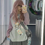 Yipinpay Pink Stripe Panda Print Raglan Sleeve Round Neck Women Tops Autumn/Winter Pullover Women Sweatshirt Loose Cute Girl Top