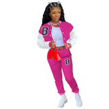 Yipinpay Letter Printing Joggers Leisure Two-Piece Set Women's Sports Training Jogging Uniform Baseball Uniform Suit