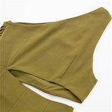 Yipinpay Asymmetric Long Dress Women Summer Cut Out Elegant Party Dresses For Women 2023 Ruched Off Shoulder Sleeveless Midi Dress