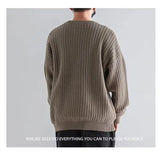 Yipinpay Men Sweaters Autumn Solid Color Wool Sweaters Korean Fashion Slim Fit Knitted Pullovers Casual Retro Warm Street Wear Clothes