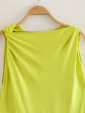 Yipinpay Knotted Satin Dress Woman Sleeveless Short Dresses For Women Ruched Summer Mini Dress 2023 Elegant Chic Women Dresses