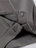 Yipinpay Elegant Khaki Wide Legs Pants Women Pleated All-Match High Waist Baggy Trousers Gray Office Ladies Long Pants 2023