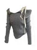 Yipinpay Jumper Slash Neck Knitwear 2024 Spring Casual Long Sleeve Knitted Pullover Female Lace-Up High Street Sexy Strapless Tops
