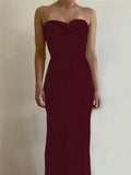 Yipinpay Strapless Knit Maxi Dresses For Women Summer Beach Party Bodycon Dress Off-Shoulder Twist Knitting Evening Backless Dress