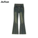 Yipinpay Women's Autumn Winter New Polo Neck Knitted Sweater Slim Jeans Two Piece Korean Elegant Zipper Cardigan Denim Pants Matching Set