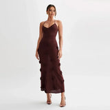 Yipinpay Knitted 3D Flower Maxi Slip Dress For Women Chic Sleeveless Backless V-neck Long Dress 2024 Summer Holiday Beach Lady Robe