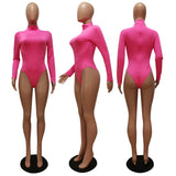 Yipinpay Women Bodysuit Jumpsuit Two-Piece Set Fitness Solid Color Tight Thermal Turtleneck Jumpsuit Top And Skinny Pant Two Piece Suit