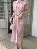 Yipinpay Outfits for Women 2023 Sweet Skirts Set New Lace Hollow Out Short Top Luxury Elegant White Long 2 Piece Skirt Set Women's 0406