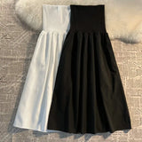 Yipinpay Women Black One-shoulder Strapless Dress   2024 New French Style Elegant Ball Gown All-match Mid-long vestidos