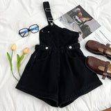 Yipinpay Denim Jumpsuits Women Spring Summe Retro Short Fashion One-shoulder Wide Leg Pants 2024 New Cool Girls Streetwear