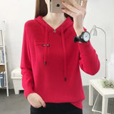 Yipinpay Pullover Sweater 2024 New Thin Knitwear Hooded Sweater Loose Long Sleeve Solid Pullover Sweater Coat Undercoat Women Top