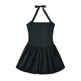 Yipinpay Sexy Elegant Women Chic Backless Halter Black Dress Summer Female Party Mini Robe