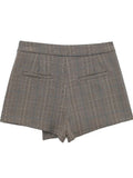 Yipinpay Plaid Skirt Shorts Woman Check Pleated Mini Skirt Shorts Women High Waist Short Pants Harajuku Fashion Women's Skort