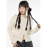 yipinpay Women White Cardigan Sweater Short Outerwear Fashion Vintage Leisure Lazy Wind Winter Thickening Long Sleeve Knitting Coat