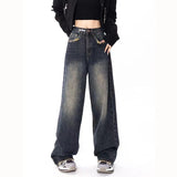 Yipinpay Y2k Baggy Jeans Women Straight Loose BF High Waist Casual Jean Female Denim Wide Leg Pants Femme Autumn Winter Trousers