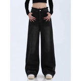 Yipinpay Vintage Streetwear Raw Edge High Waist Wide Leg Jeans Women Baggy Denim Trousers Oversized Female Chic Mom Jeans