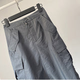 yipinpay Women's Cargo Skirt Europe America Style Baggy Drawstring Split Versatile Temperament Recreational Medium and Long Cargo Skirt