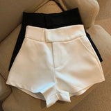 Yipinpay White Tailored Trousers Short Hot Casual High Waist Black Shorts Pants Women Wide Leg Bottom Y2K Streetwear Ropa Mujer
