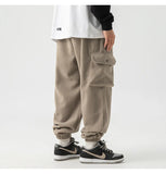Yipinpay Men's Fleece Pants 2023 New Large Pocket Design Trousers Women Warm Thick Casual Cargo Pants Fashion Joggers Sweatpants