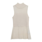 yipinpay Women's Clothing Apricot Sleeveless Minimalist Vintage Casual Fashion Sexy Dew Waist Female Chic Vest Thin Tops 2023 NEW Summer