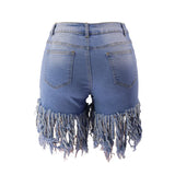 Yipinpay Summer New Women Long Tassel Denim Shorts Fashion High Stretch Skinny Jeans Shorts Street Hipster Clothing S-2XL