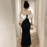 Yipinpay Mermaid Dresses Women Slash Neck Off Shoulder Patchwork Sleeveless Sexy Velvet Party Dress Elegant Ladies Backless