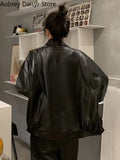 Yipinpay Black Leather Jacket Women Casual High Street Moto Biker Zipper Jacket Female New Outerwear Faux Leather Coat Winter