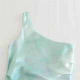 Yipinpay Tie Dye Satin Dress Woman Asymmetric Long Dresses For Women 2023 Off Shoulder Elegant Midi Dresses Ruched Party Dresses