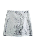 Yipinpay Silver Sequin Skirt Woman Glitter Short Skirt Women High Waist Sexy Mini Skirt Y2k Streetwear Fashion Slit Winter Skirts