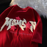 Yipinpay Letter Embroidery Short-Sleeved T-shirt Women 2023 New Summer Street Retro Trend Casual Loose Couple Round Neck T-shirt