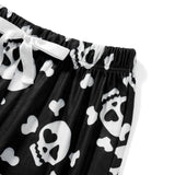 Yipinpay Womens Fuzzy Pajama Pants Sleepwear Skull Print Elastic Waist Long Pants Thickened Nightwear Halloween Lounge Bottoms