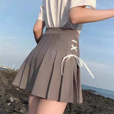 Yipinpay Kawaii Sexy Pleated Skirt Women Cute Lace-up A-line Mini Skirt High-waisted Harajuku Summer Korean Style School Uniforms