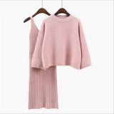 Yipinpay Sweater Set Women's Fashion Two-piece Skirt 2024 Spring And Autumn Solid Color Student Pullover