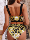 Yipinpay Up Bikini 2023 Bikini Set High Waist Swimwear Women Swimsuit Female Swimming Suit Bathing Suit Print Bikini Set