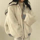 Yipinpay Two-Sided Wear Lambswool Cotton Jacket Korea Down Women's Jacket Winter New Zipper Hooded Cotton Jacket Parkas