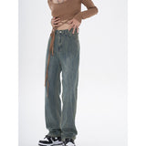 yipinpay Womens Jeans High Waist Blue Fashion Streetwear Straight Pants Baggy Basic Vintage 2023 Summer Female Mom Wide Leg Denim Trouser