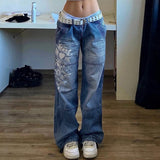 Yipinpay Grunge Vintage Low Waisted Cargo Pants Y2K Aesthetics Indie Women&/39;s Jeans Pockets Korean Streetwear Retro Trousers