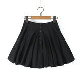 Yipinpay Women Open Buttons High Waist Asymmetrical A-lined Ruched Mini Umbrella Skirt Girl Skater Skirts