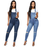Yipinpay New Woman Ripped Denim Jumpsuit Fashion Casual Sling Pants Jeans Jumpsuit S-2XL Global Drop Shipping